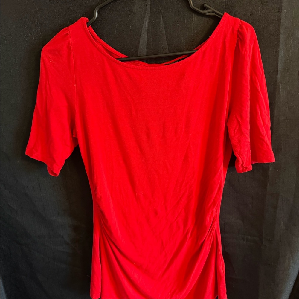 White House Black Market Vibrant Red Short Sleeve Top